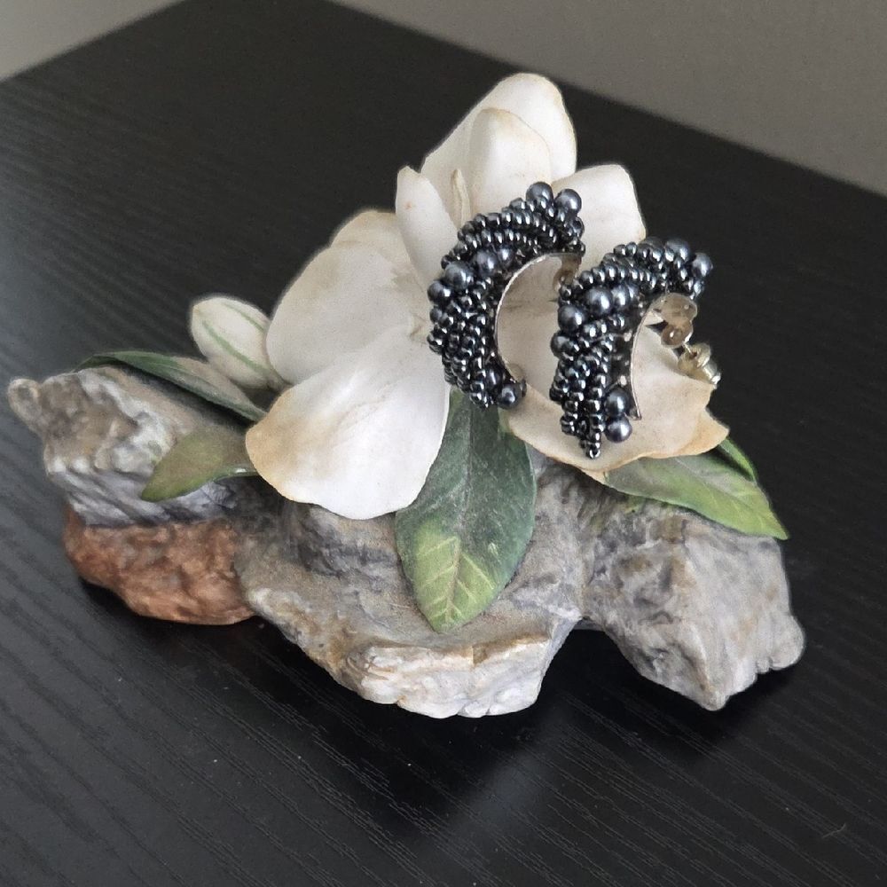 Black Beaded Earrings